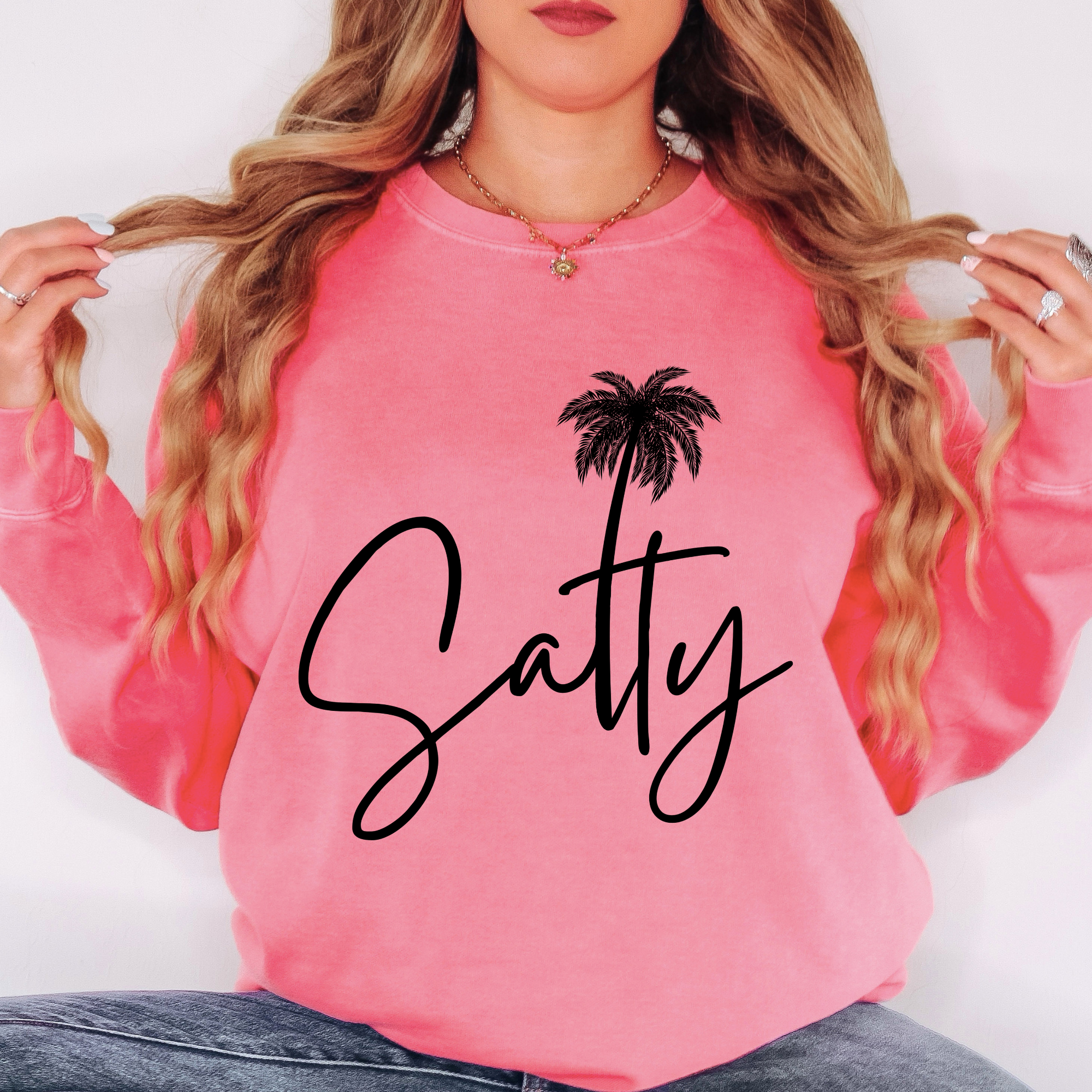 Trendznmore - Modern Graphic Apparel - Wholesale Graphic Sweatshirt - Women's - Comfort Colors Salty Beach Crewneck Sweatshirt - Cozy Beach4