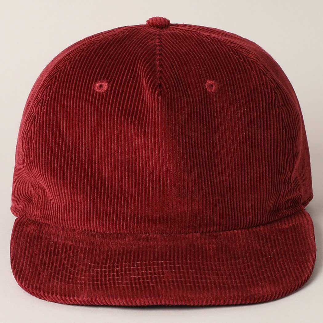 Fashion City – wholesale Baseball cap – Women's – Plain Corduroy Flat Brim Snapback Cap Baseball Hat4