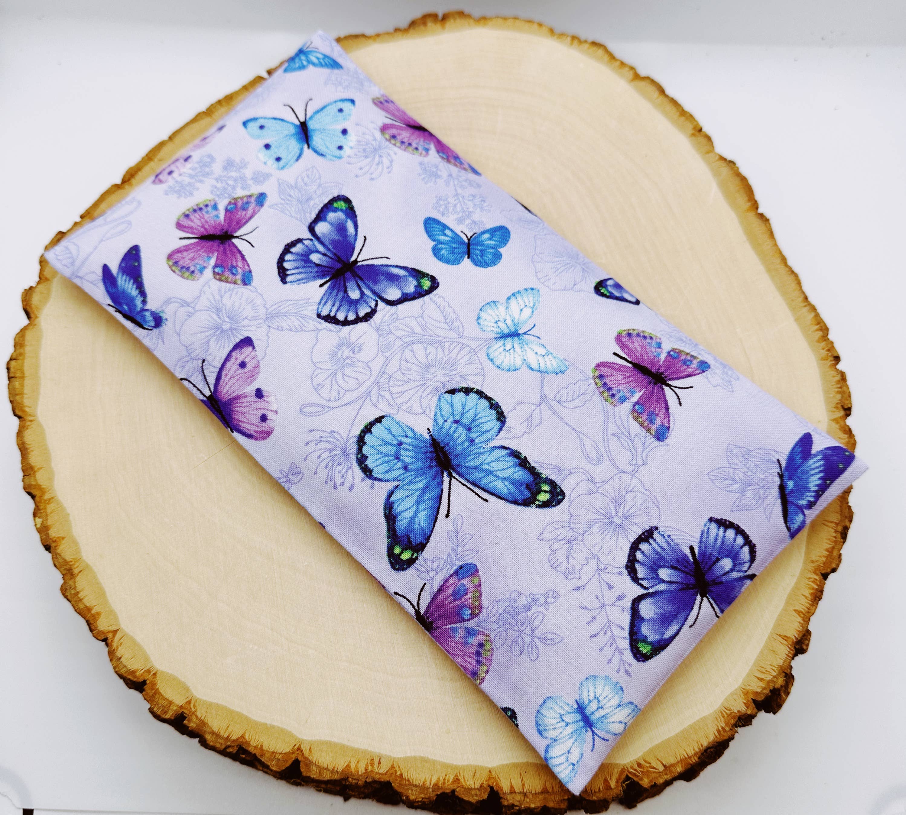 Wellness & Oils - Wholesale Spa/Therapy Pillow - Lavender Eye Pillow with Washable Cover-Purple Butterflies1