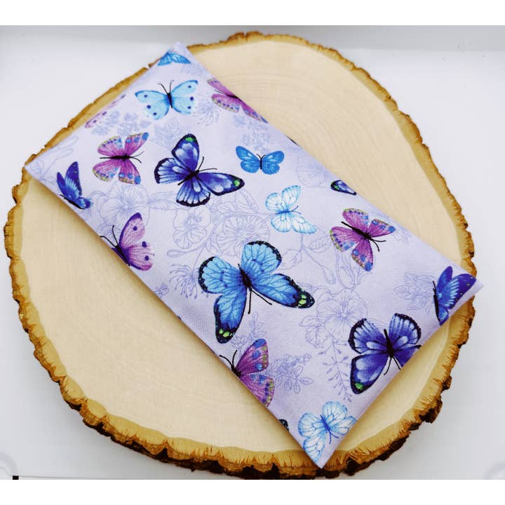 Wellness & Oils - Wholesale Spa/Therapy Pillow - Lavender Eye Pillow with Washable Cover-Purple Butterflies1