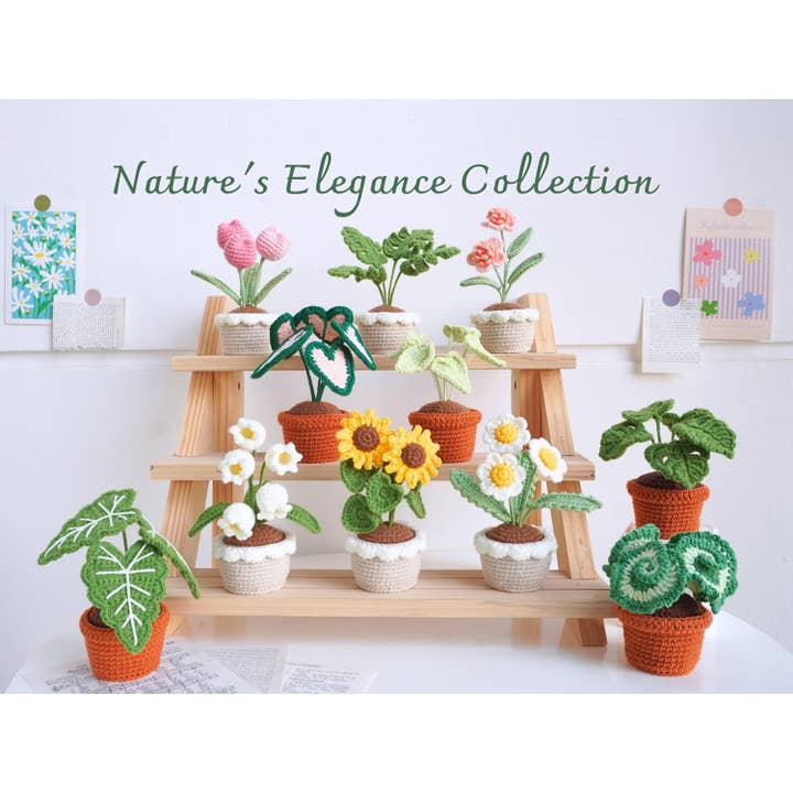 Crochet Nature's Elegance Collection, Flower Pot Crochet for wholesale by TOMOPOD LLC