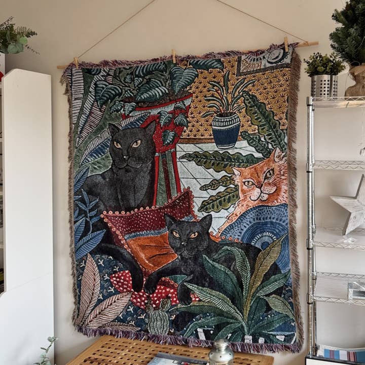 Kattvävd pläd i vintagestil för wholesale av PEACH ACCESSORIES