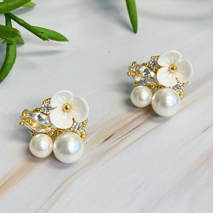 Mini Flower Jeweled Stud Earrings for wholesale by Ellison+Young