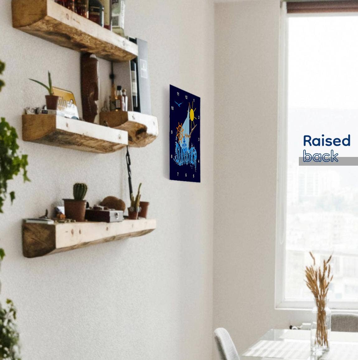 3dRose - Wholesale Wall Clock - 3dRose, Sea, sailing theme illustration, text Summer, blue background, Wall Clock3