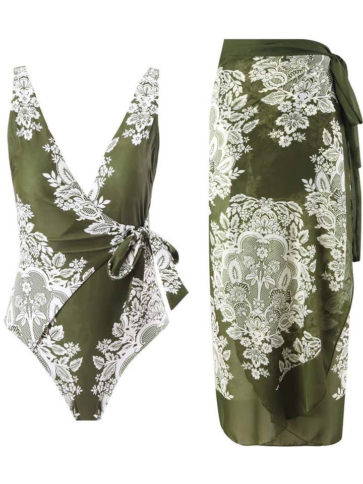 Fato de Banho de Uma Peça com Decote em V e Laço para Senhoras com Salong por atacado de Sweetkama