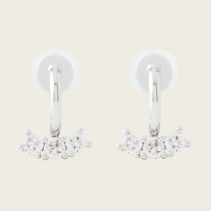 Brincos de Pressão Juliette em Prata por atacado de Aiori