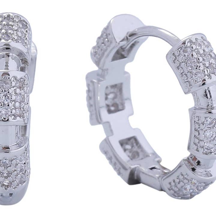 MiMi Wholesale - Wholesale Hoop Earrings - 14K Barred Cubic Zirconia Hoop Earrings