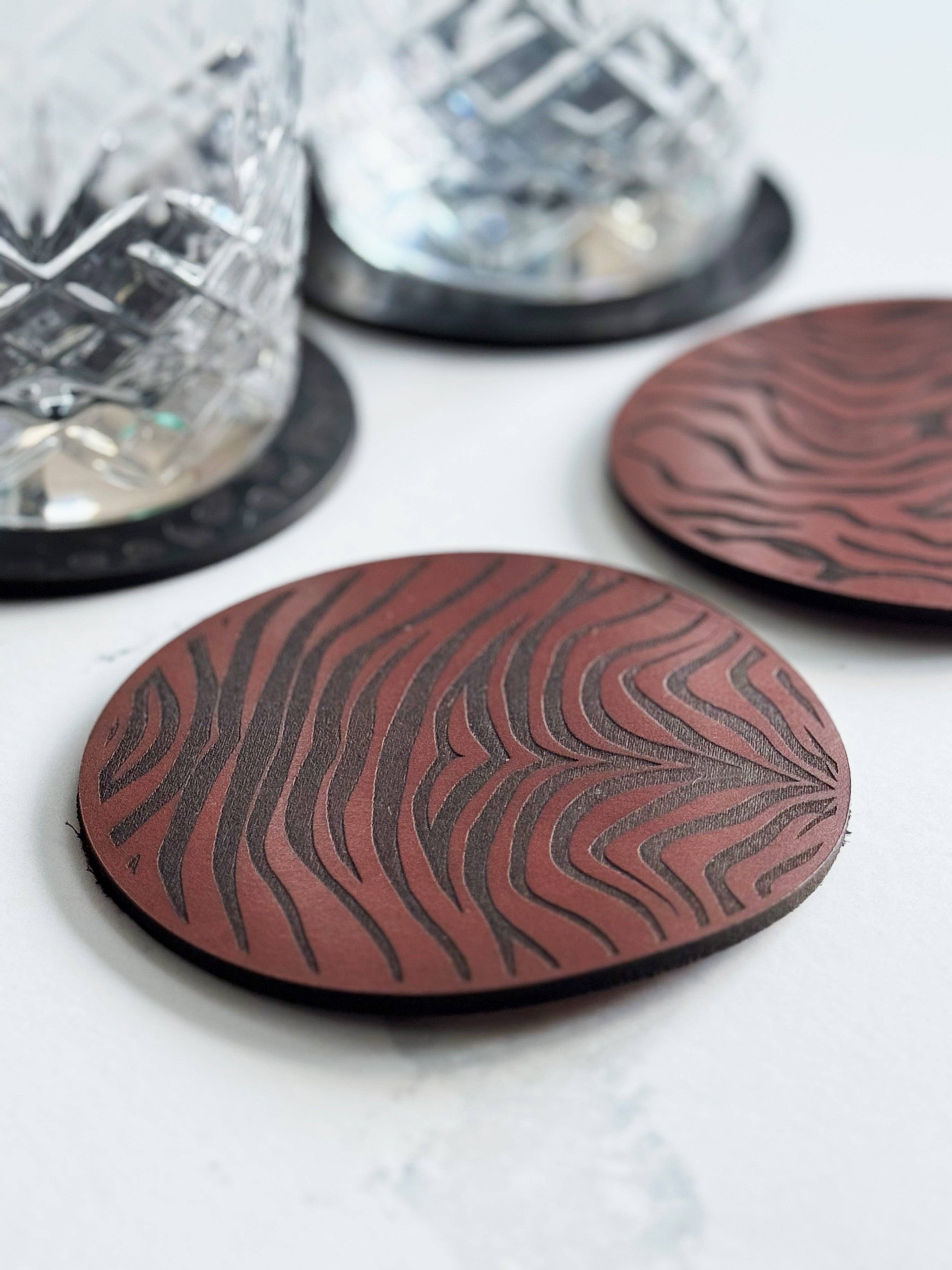 Parkin & Lewis - Wholesale Coasters - One Tan Animal Print Leather Coaster4