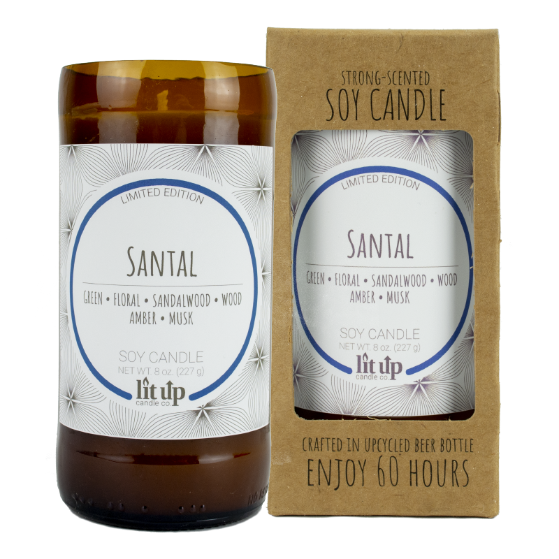 Lit Up Candle Co. – wholesale Jar/filled candle – 8-PACK 8 oz. scented soy candles in upcycled beer bottles7