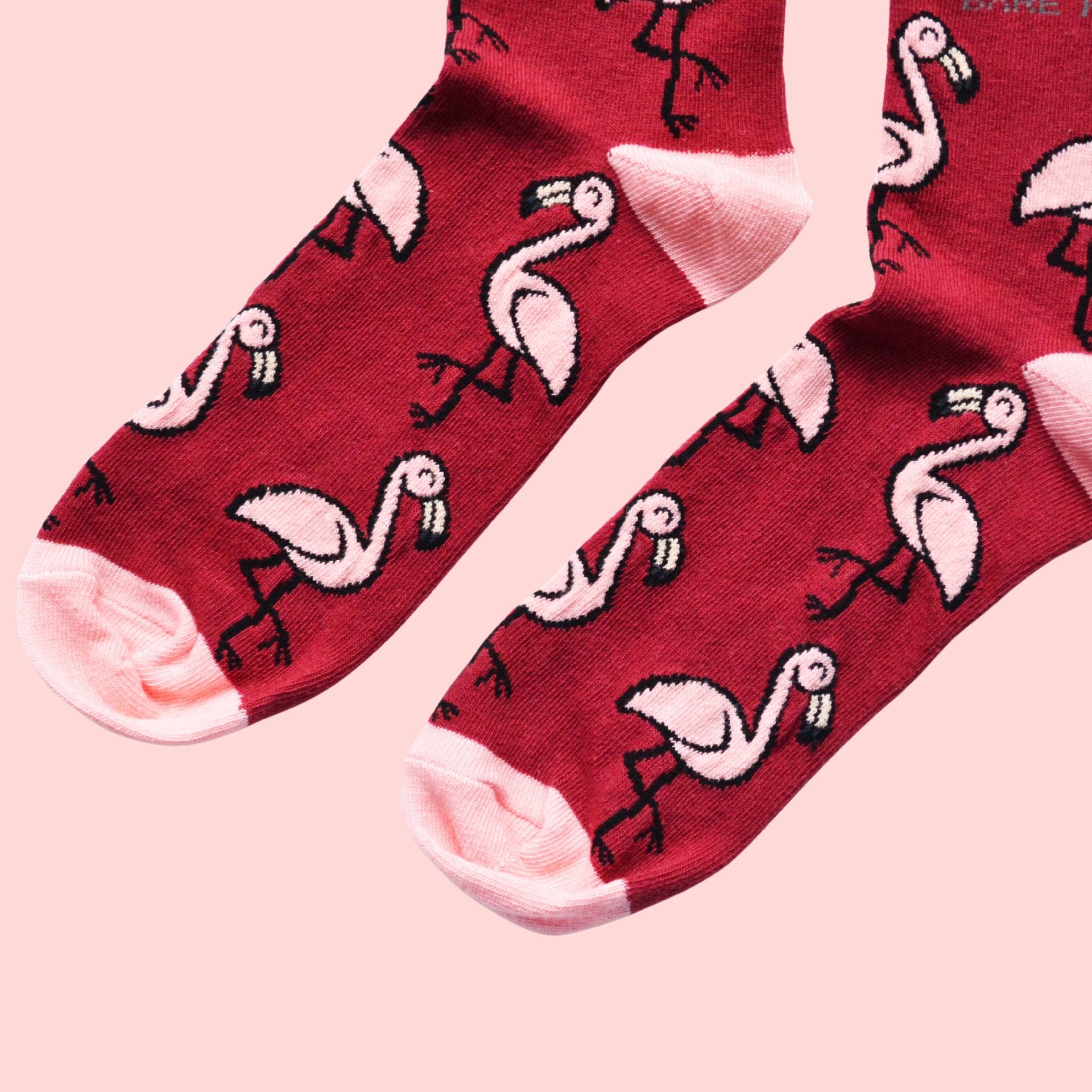 Bare Kind Socks - Wholesale Socks - Unisex - Flamingo Socks | Bamboo Socks | Red Socks | Africa Socks3