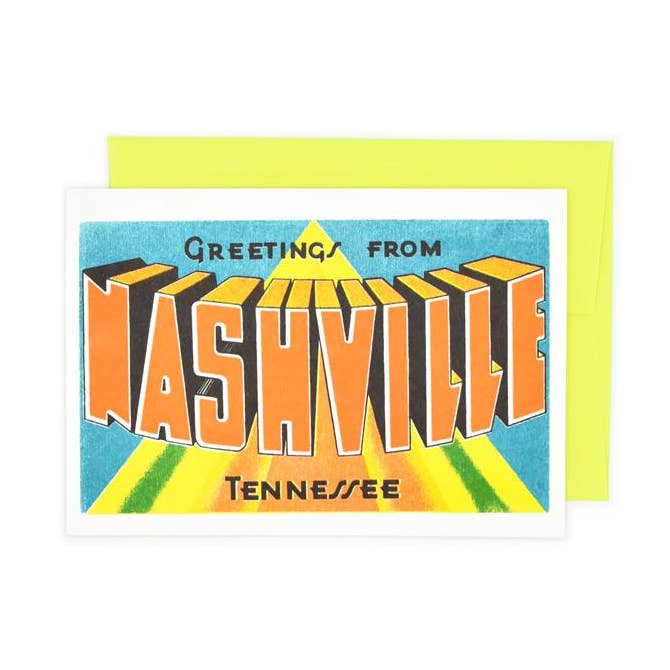 Salutations de : Nashville - Carte et Impression Risograph pour la vente par Next Chapter Studio