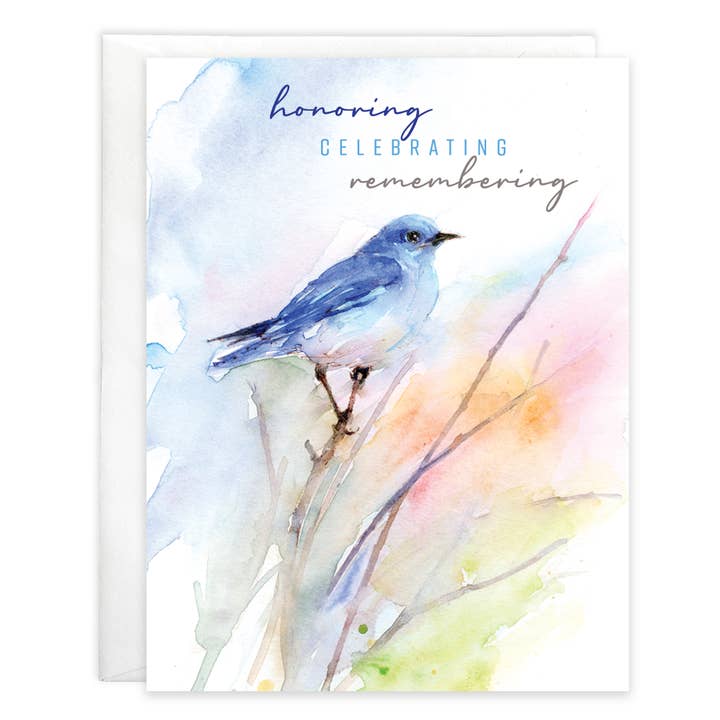 GINA B DESIGNS - Wholesale Sympathy Card - With Scripture Sympathy Greeting Card - Bluebird/Branch