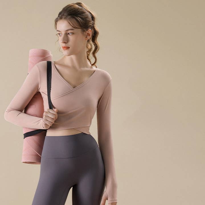Lulu Cross Short Yoga Long Sleeve for wholesale by ELKLENS