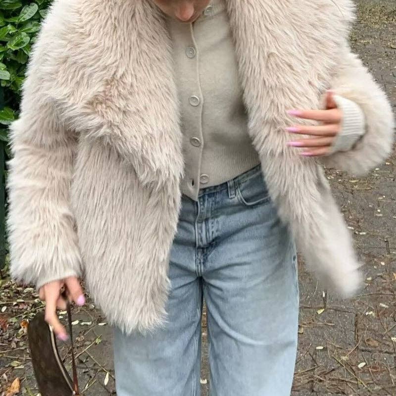 safistyle - Wholesale Fur/Faux Fur Coat - Women's - Loose Faux Fur Collar Coat6