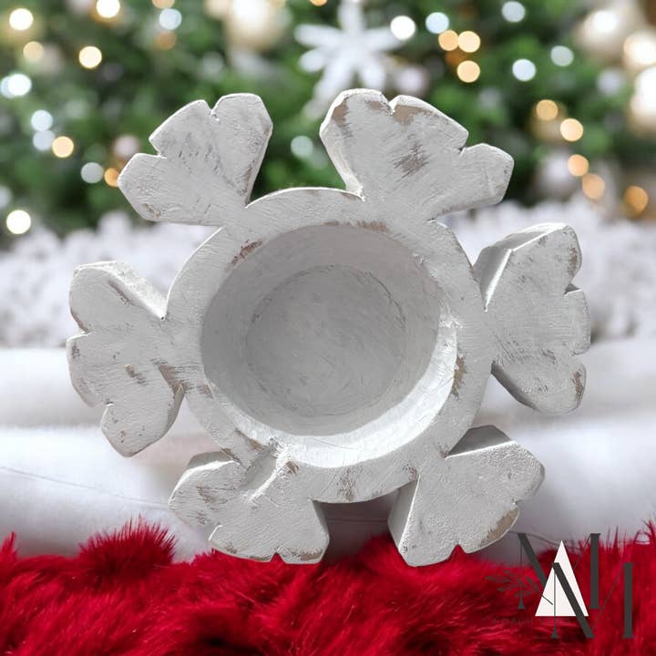 Christmas Wooden Snow Flake Wax Candle for wholesale by Candles by M&M
