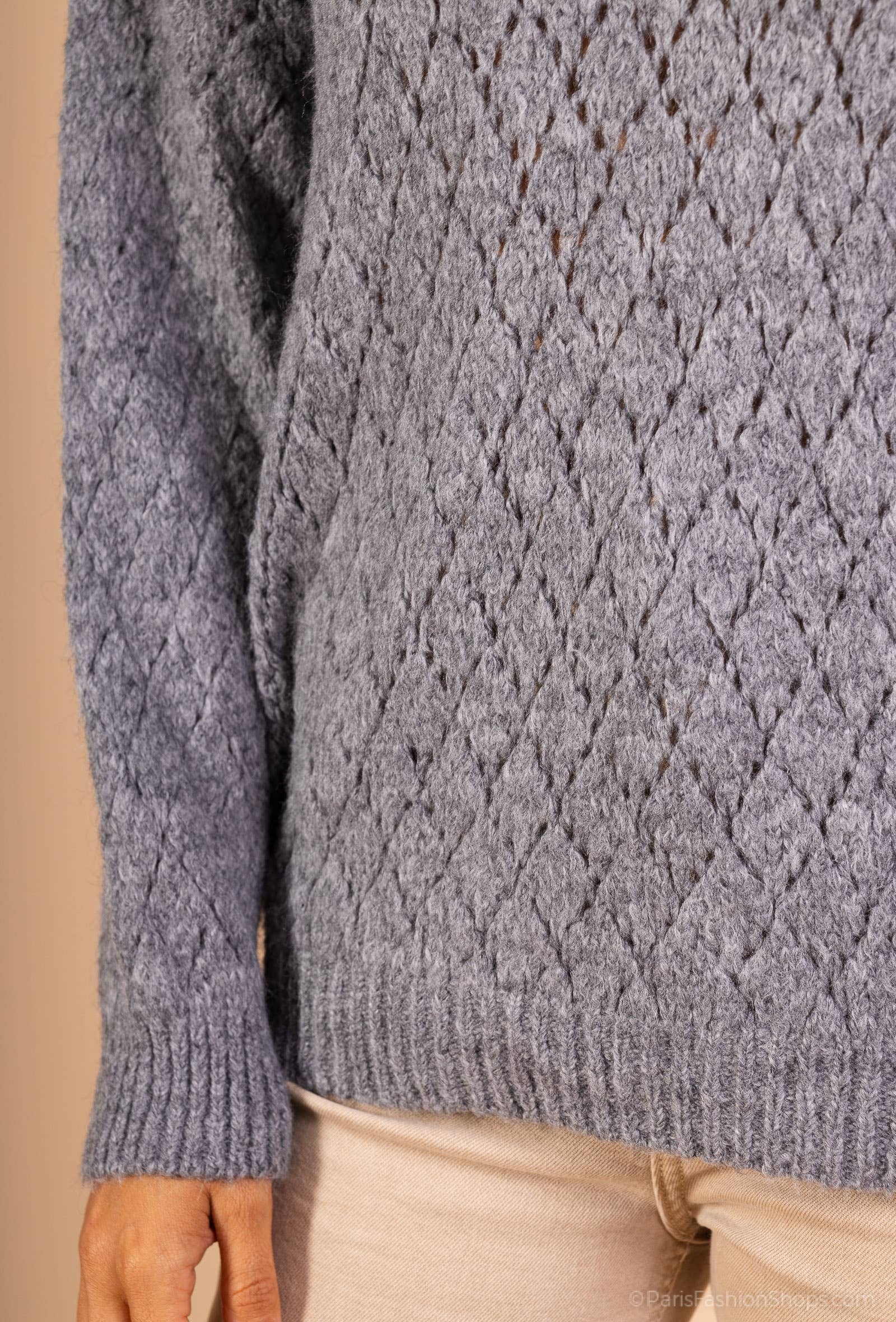 Pépouz' Paris - Vente Pull en maille – femme - Pull en mohair ajourée motif losange PP25059