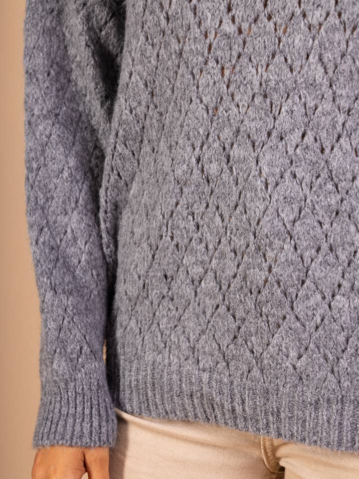 Pépouz' Paris - Wholesale Knit Sweater - Women's - Mohair openwork sweater with diamond pattern PP250510