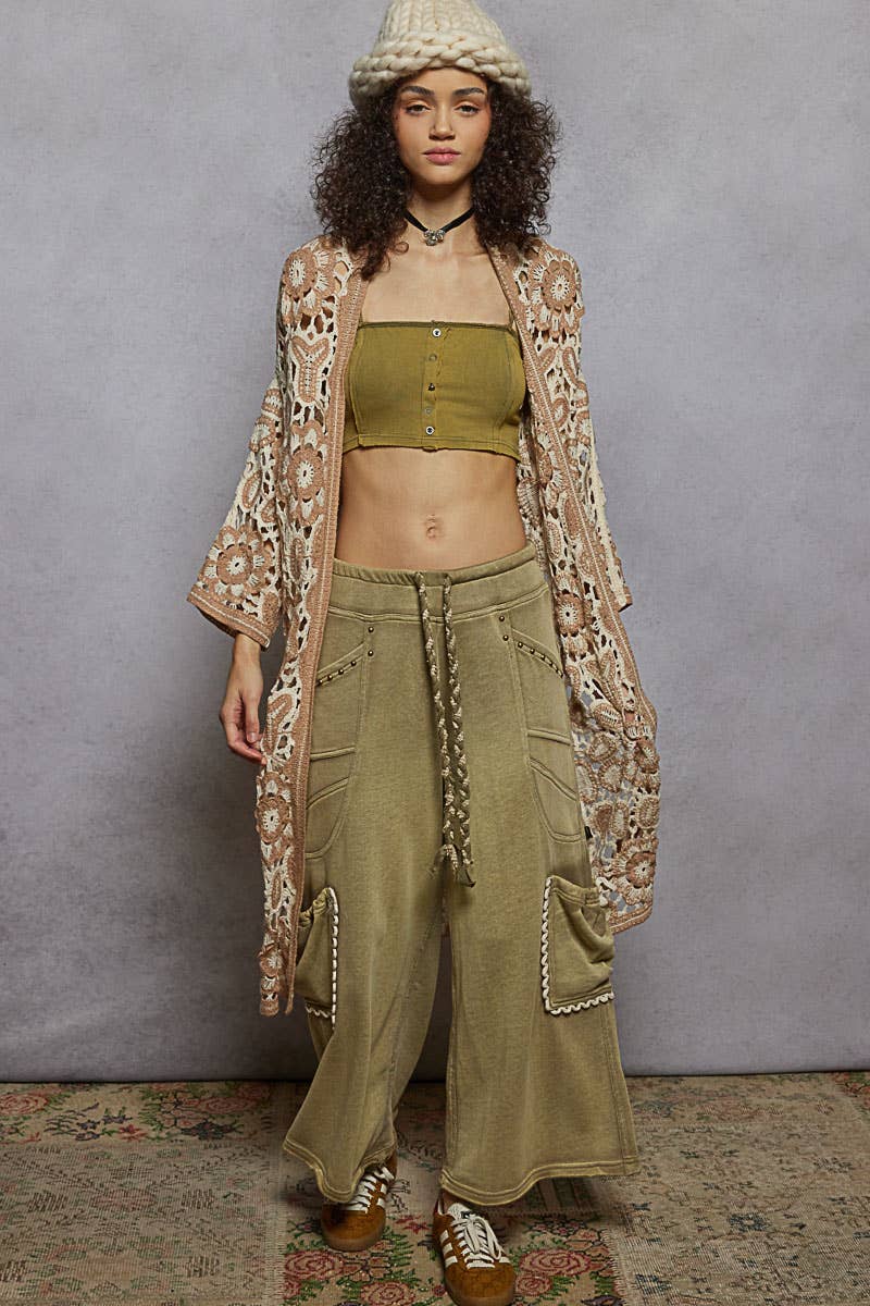 Pol Clothing - Vente Cardigan – femme - Cardigan en maille crochet à manches longues et col en V2