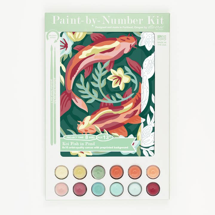 Elle Crée (She Creates) - Wholesale DIY Craft Kit - Koi Fish in Pond Paint-by-Number Kit