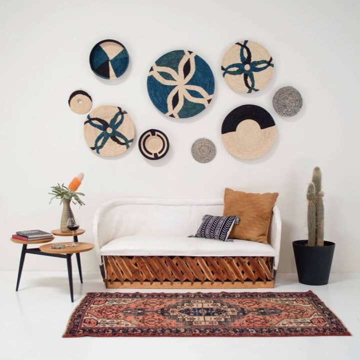 The African Home Goods - Wholesale Decorative Plate/Dish/Bowl - African Uganda Bukedo & Raffia Woven Bowl 13" x 3"