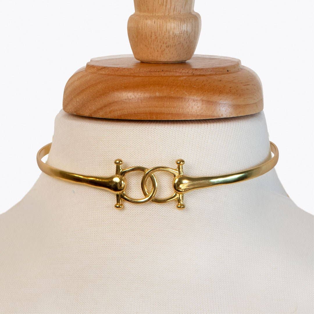 URBAN-EQUESTRIAN - Wholesale Choker/Collar - Talisman - Equestrian Horse Bit Choker Necklace in Gold0