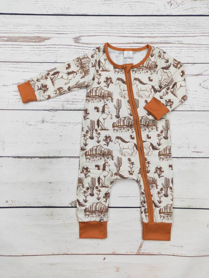 sassy kids palace - Wholesale Sleepsuit - Baby - Baby Western Rodeo Zip Sleeper