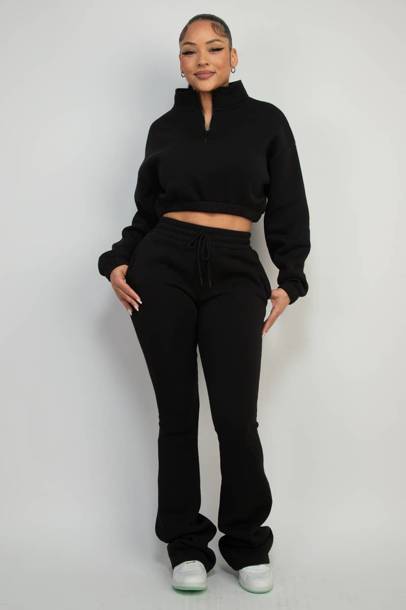 Boswell - Wholesale Lounge Set - Women's - FLEECE HALF ZIP TOP AND PANTS SETS8