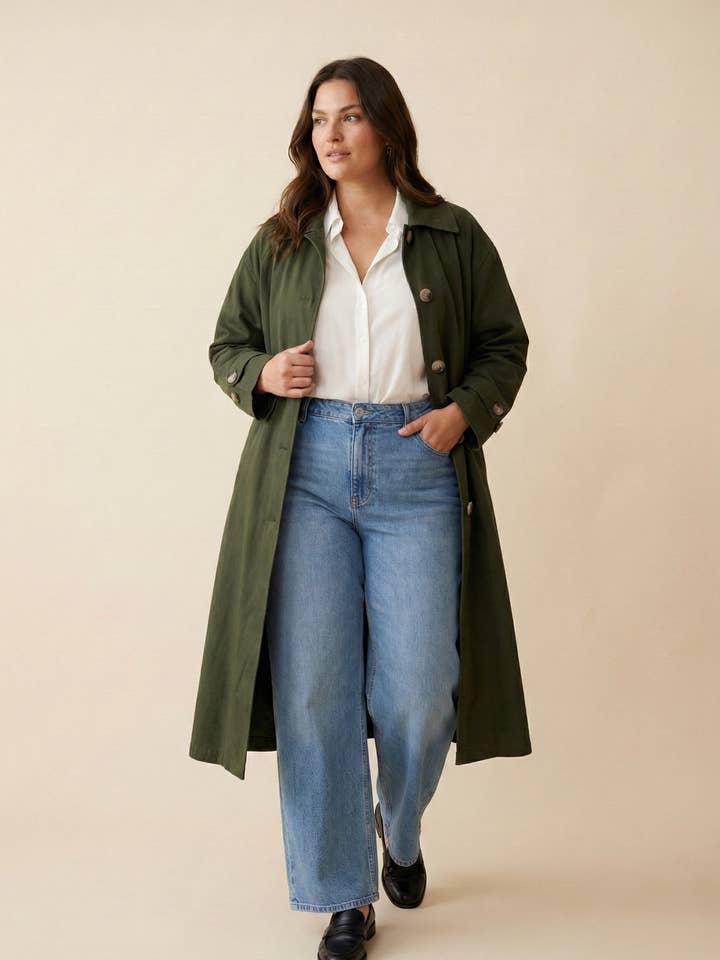 LARGE SIZE Long coat in cotton gabardine PV2611GT for wholesale by Pépouz' Paris