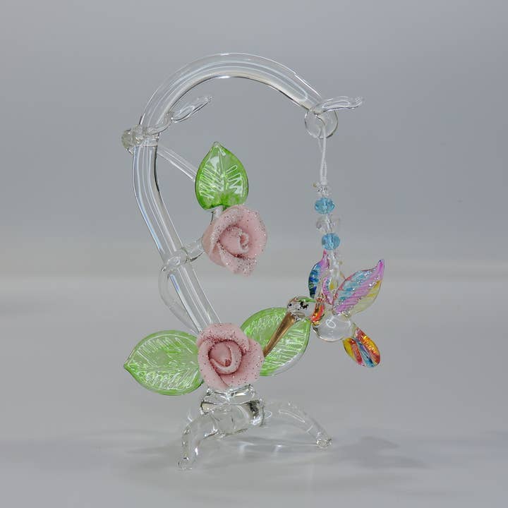 Handmade Glass Hanging Hummingbird for wholesale by Gift Gallery Glass