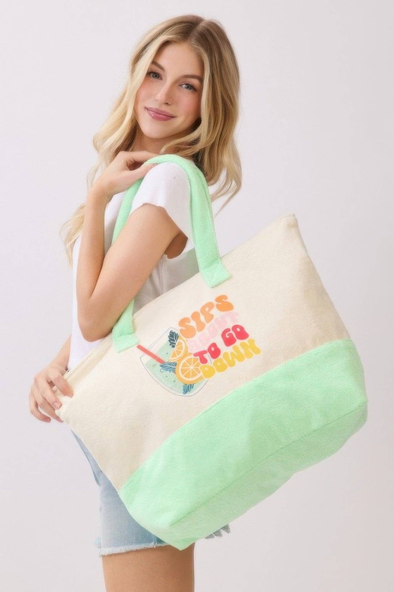 CC Wholesale Clothing - Wholesale Tote Bag - Women's - Sips About To Go Down Terry Tote3