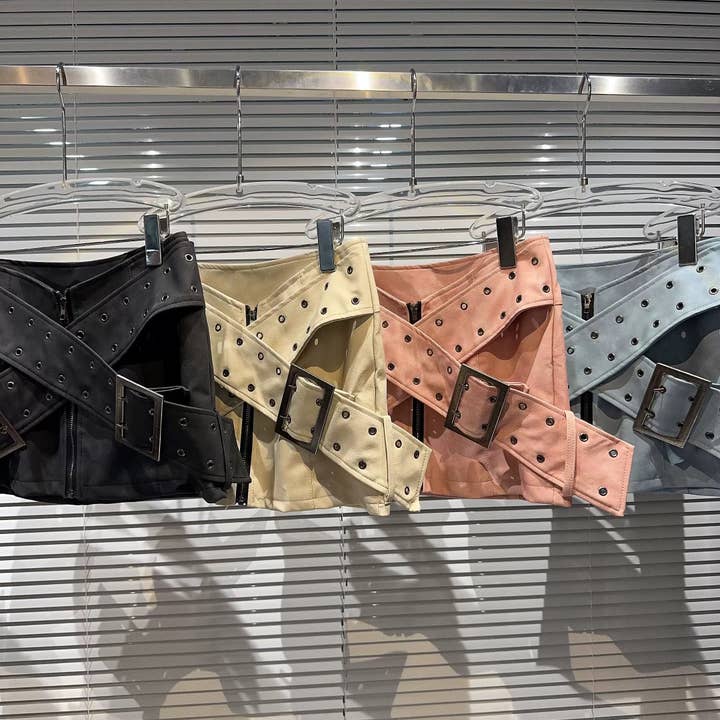 Productseeker - Vente Jupe – femme - Jupe Mini SK79Y PU avec Large Ceinture Croisée – Style Urbain8