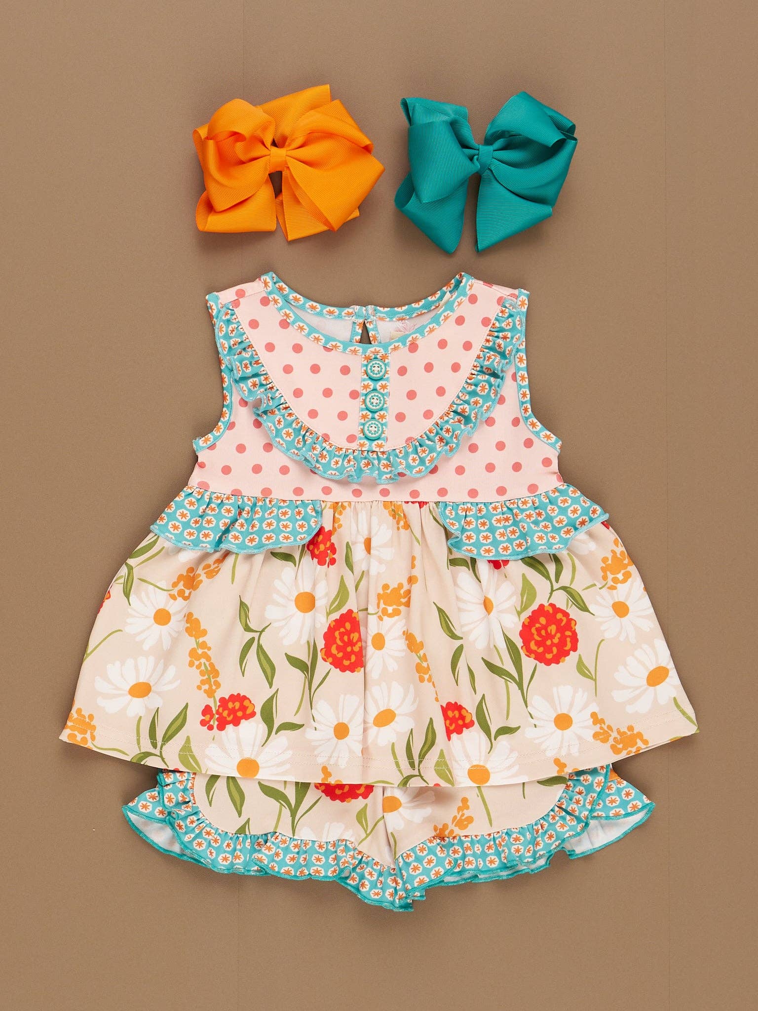 Marie Nicole Clothing - Wholesale Top & Short Set - Kids - Daisy Janes Ruffle Trim Outfit1