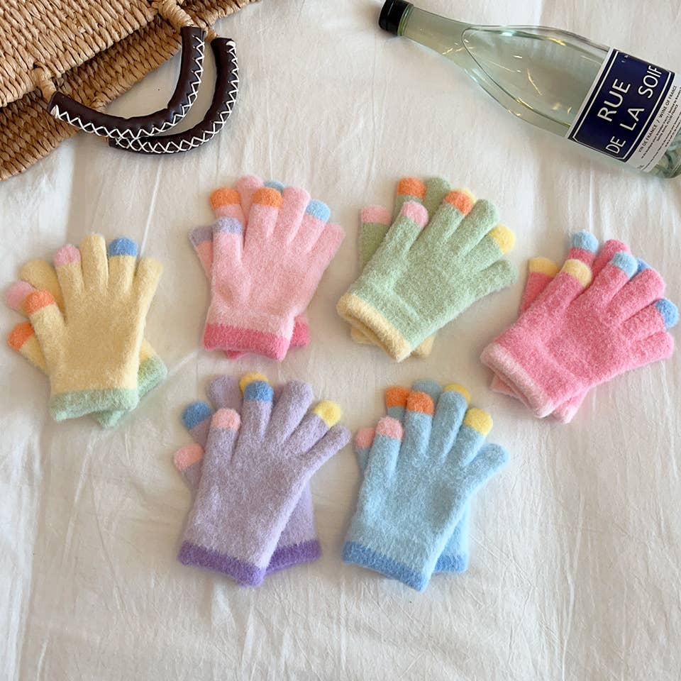 Little Trendy - Wholesale Gloves - Women's - Colorful macaron warm gloves students five fingers gloves6
