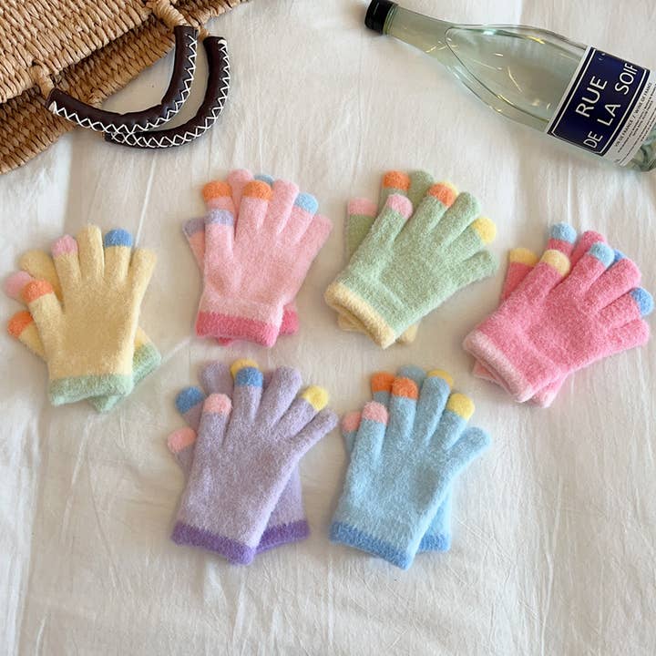Little Trendy - Wholesale Gloves - Women's - Colorful macaron warm gloves students five fingers gloves6