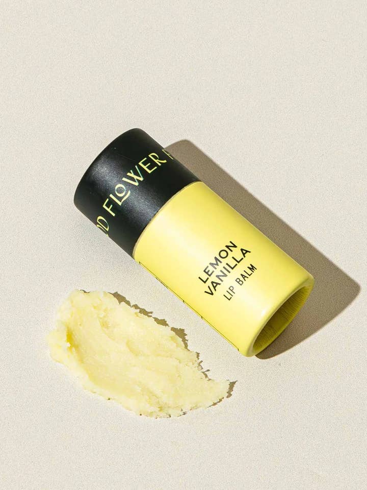Lemon Vanilla Organic Lip Balm / 0.3 oz Biodegradable Tube🍋 for wholesale by Good Flower Farm