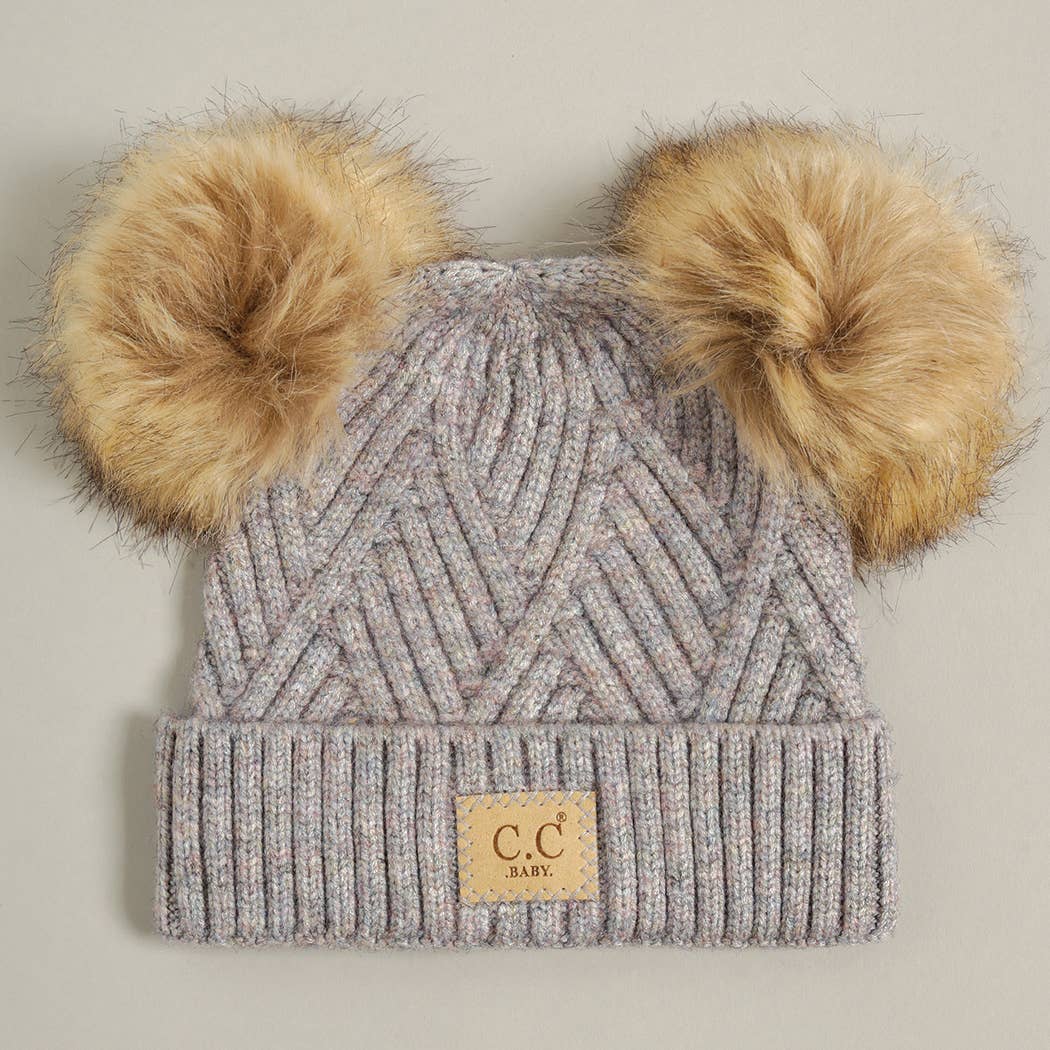 Fashion City - Wholesale Beanie - Kids - Baby Criss-Cross Beanie with Double Pom-Pom12