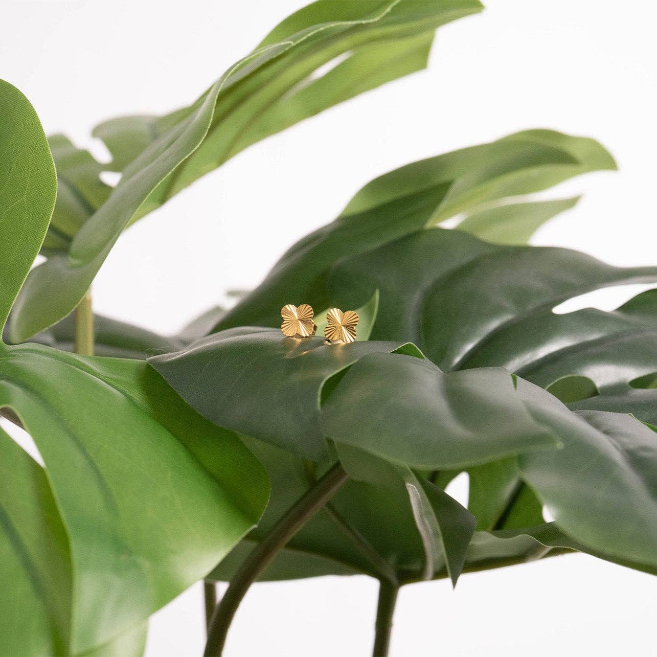 WJW - Wholesale Stud/Post Earrings - 18K Gold PVD Stainless Steel Clover Stud Earrings6