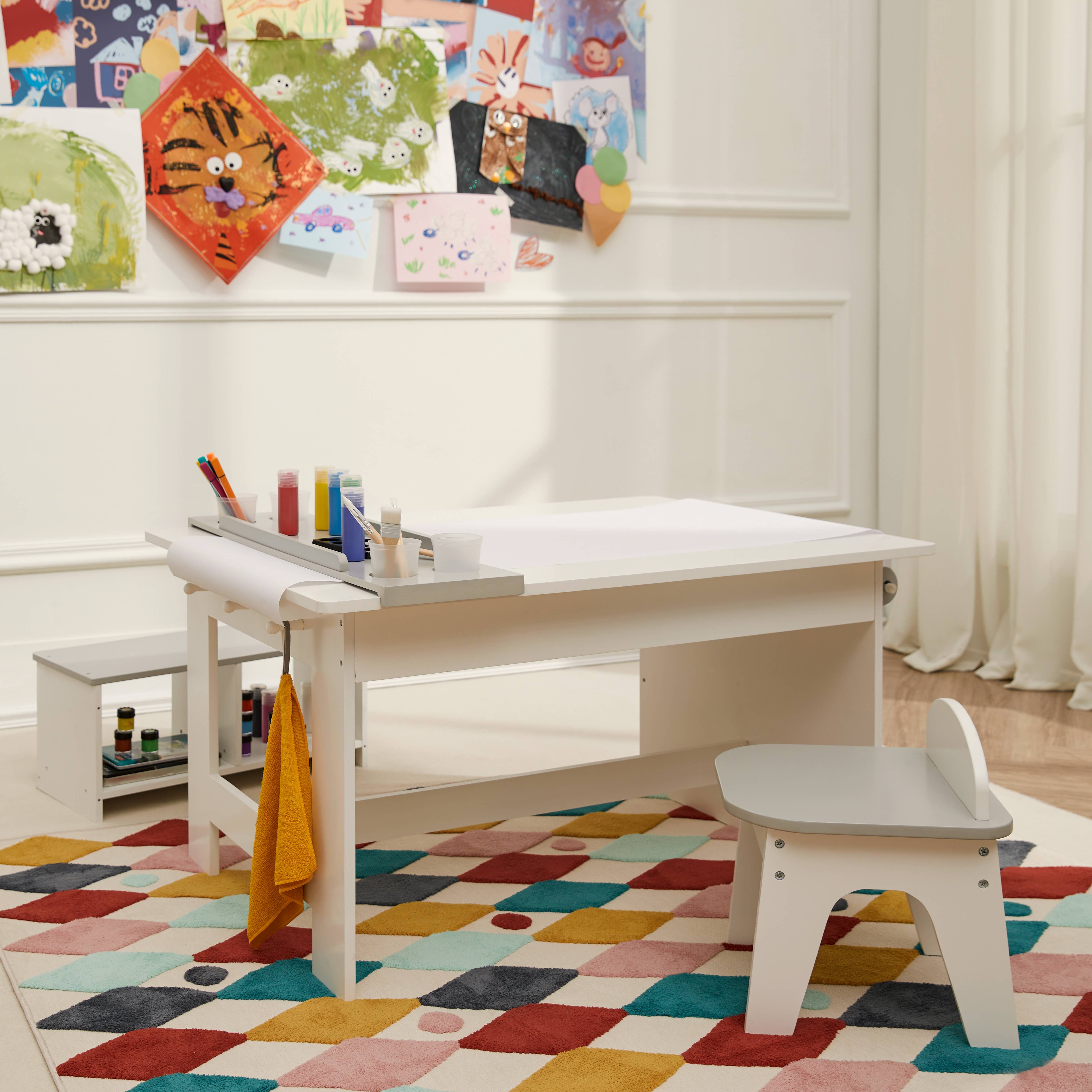 White Gray Little Artist Monet Play Art Table Kids Furniture-White/Gray for wholesale on Faire2