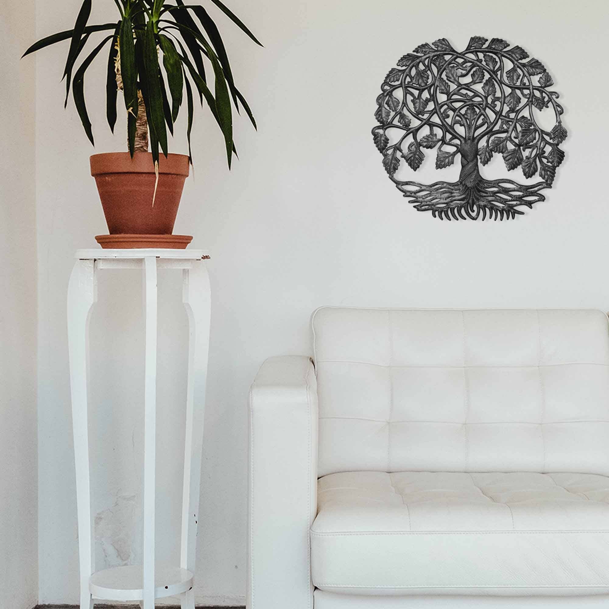 Global Crafts - Wholesale Wall Accent - 23" Celtic Spring Tree of Life Ringed Haitian Metal Drum1