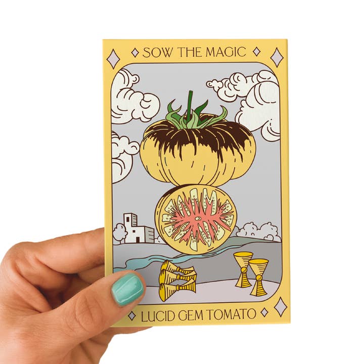 Lucid Gem Tomato Tarot Seed Packet for wholesale by Sow the Magic