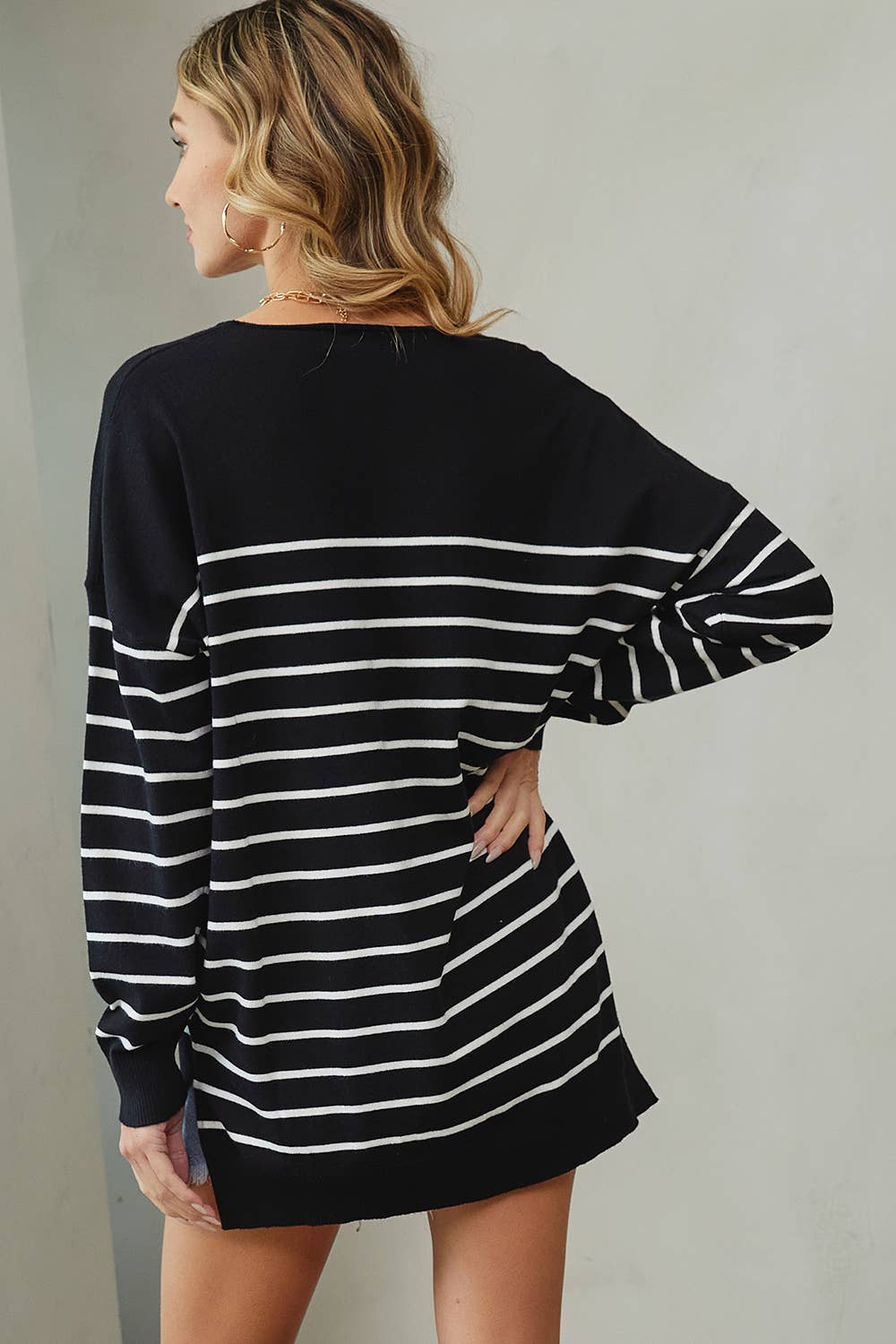 Sweet Lovely by Jen - Vente Pull en maille – femme - PULL À RAYURES SURDIMENSIONNÉ CONFORTABLE56