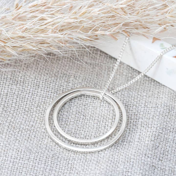 Double circle necklace, silver for wholesale by Elin Horgan Jewellery