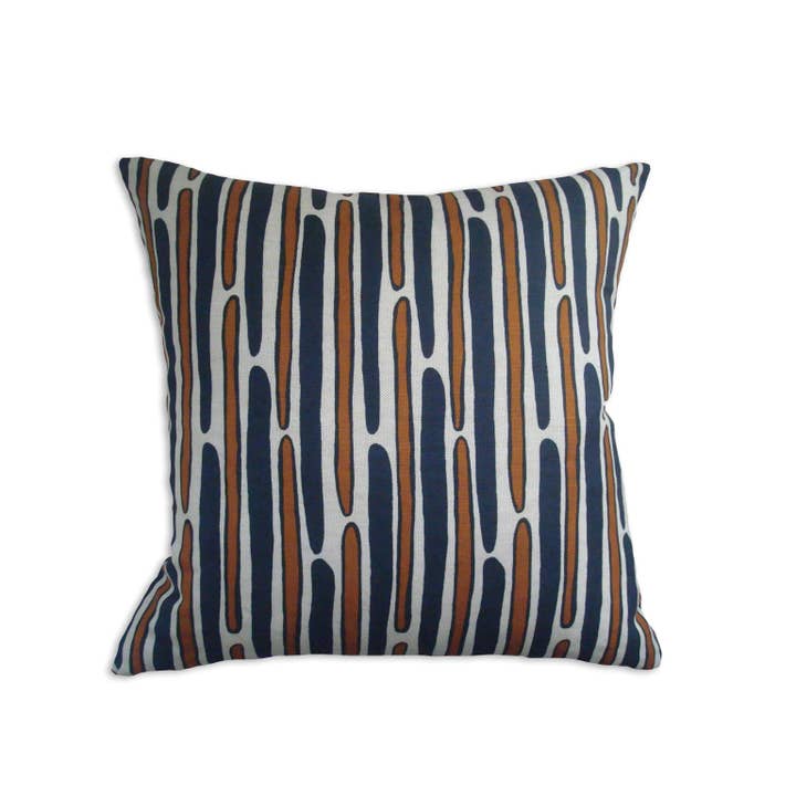 Morris Decorative Throw Pillow in Teal/Nutmeg on Linen for wholesale by Balanced Design