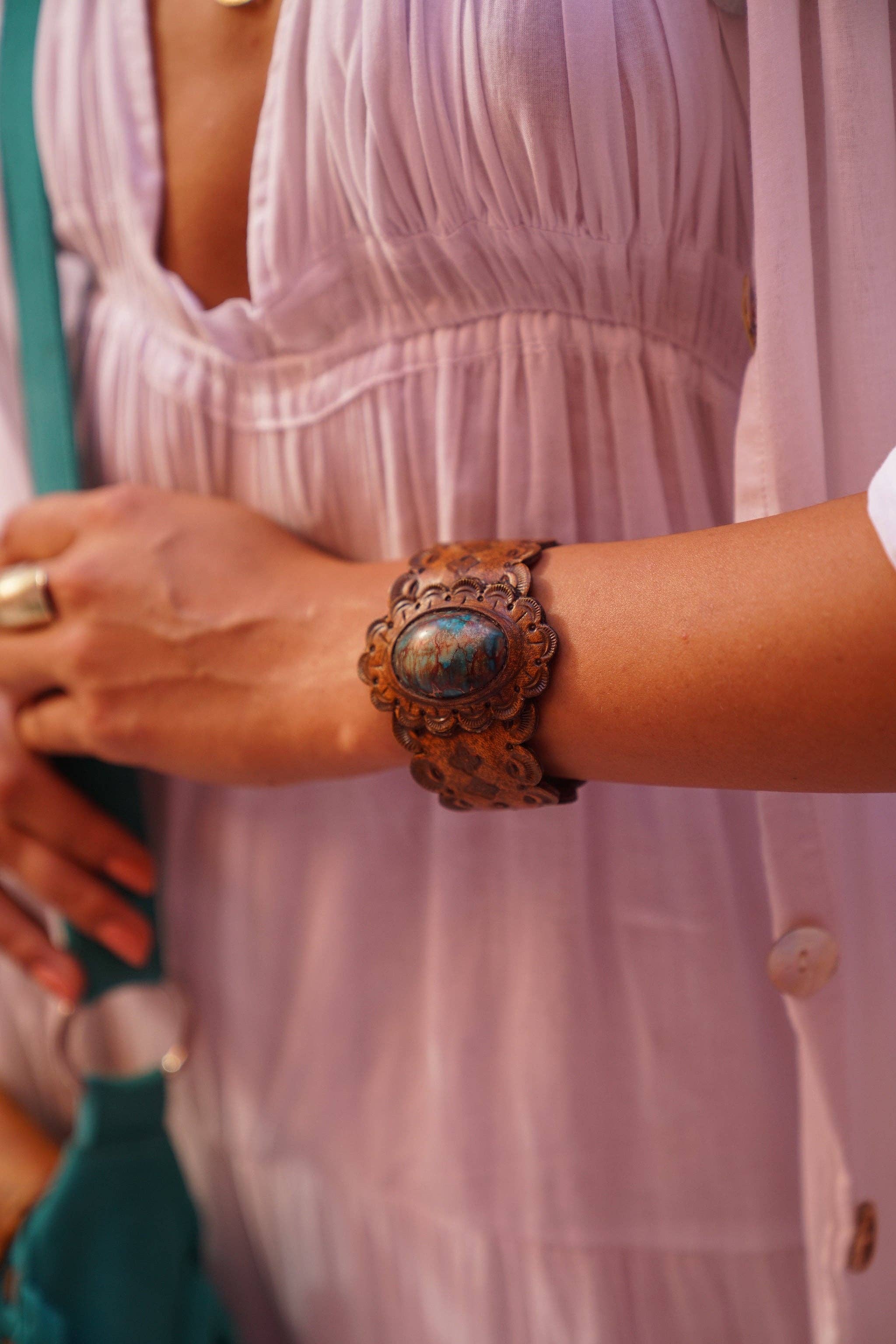 Hiawatha Cuff Bangle Antique Brown for wholesale on Faire5