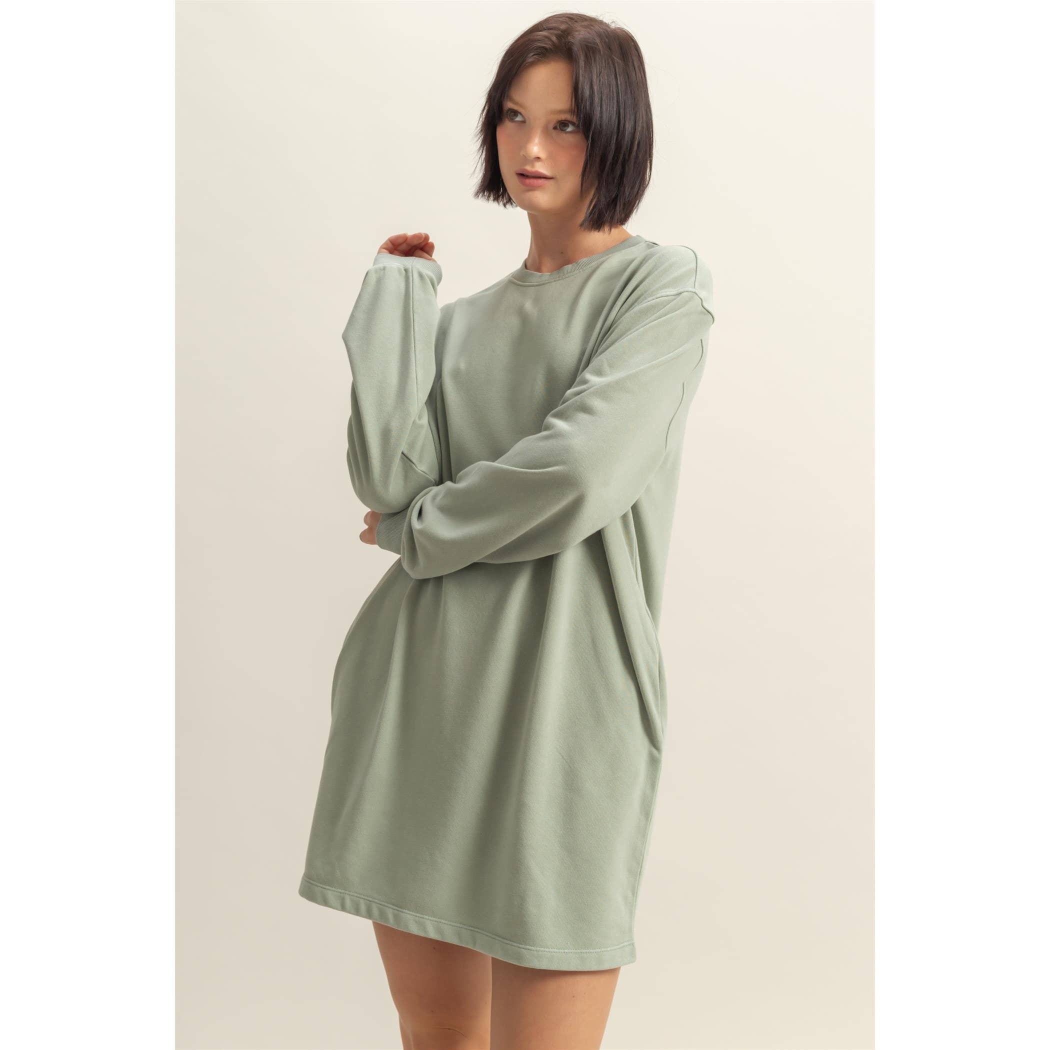 Double Zero - Wholesale Dress - Women's - Long Sleeve Oversized Mini Dress12