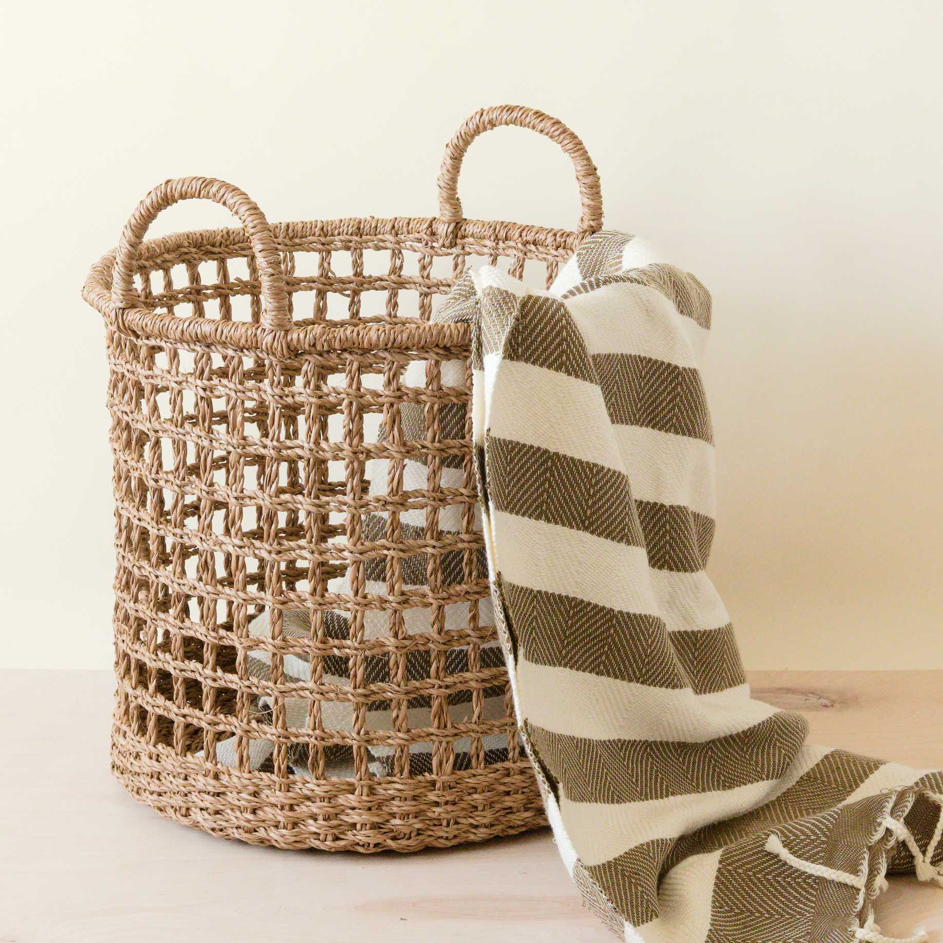 LIKHÂ - Wholesale Basket - Open Weave Baskets with Handle, set of 3 - Storage Baskets |6