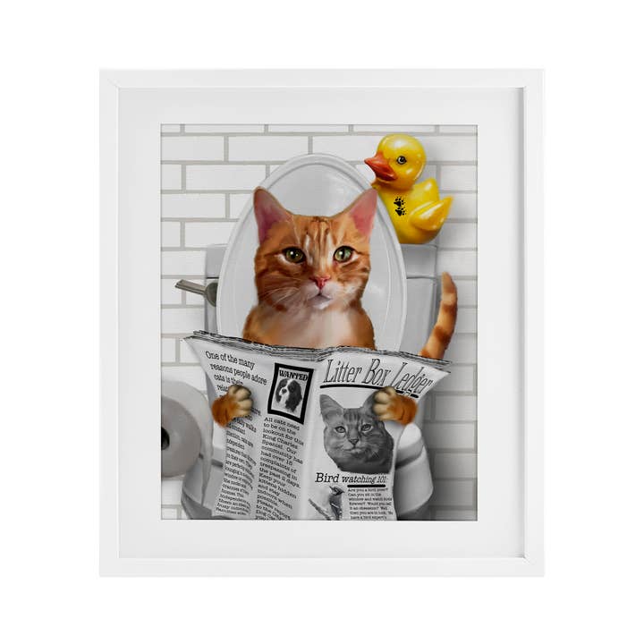 Stupell Industries - Wholesale Wall Sign - Cat on Toilet with Ducky - Print Under Glass Wall Art13