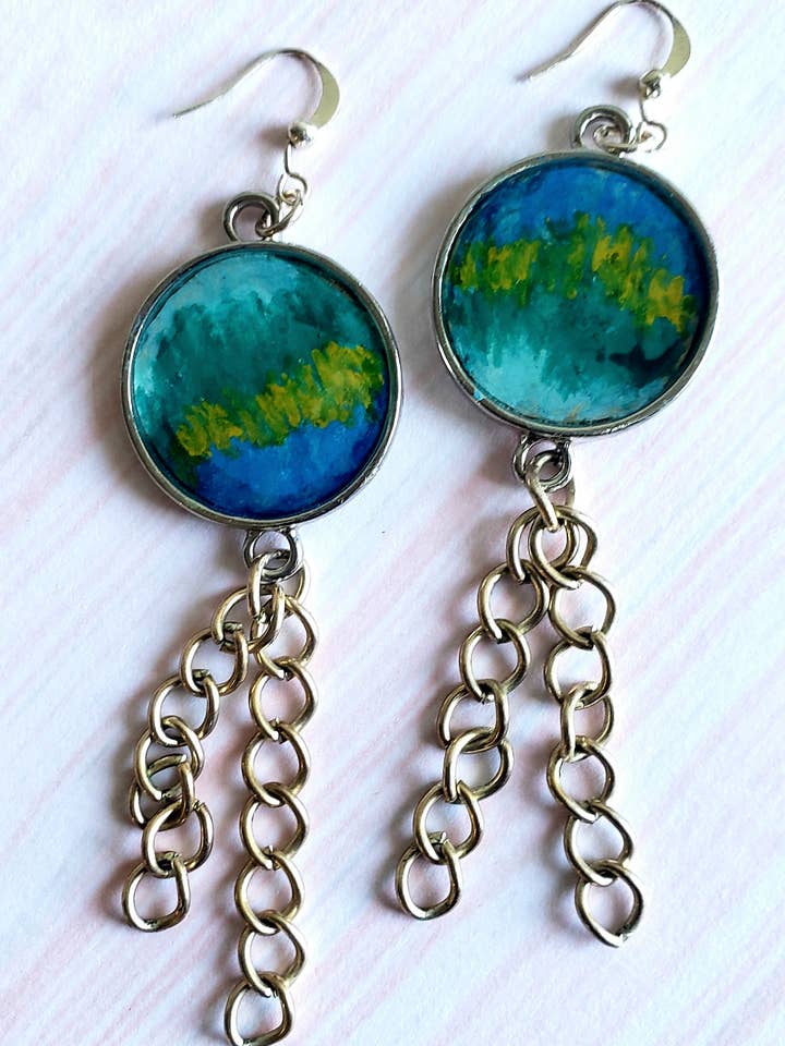 Watercolor Blue Earrings for wholesale by TarteLaine Designs