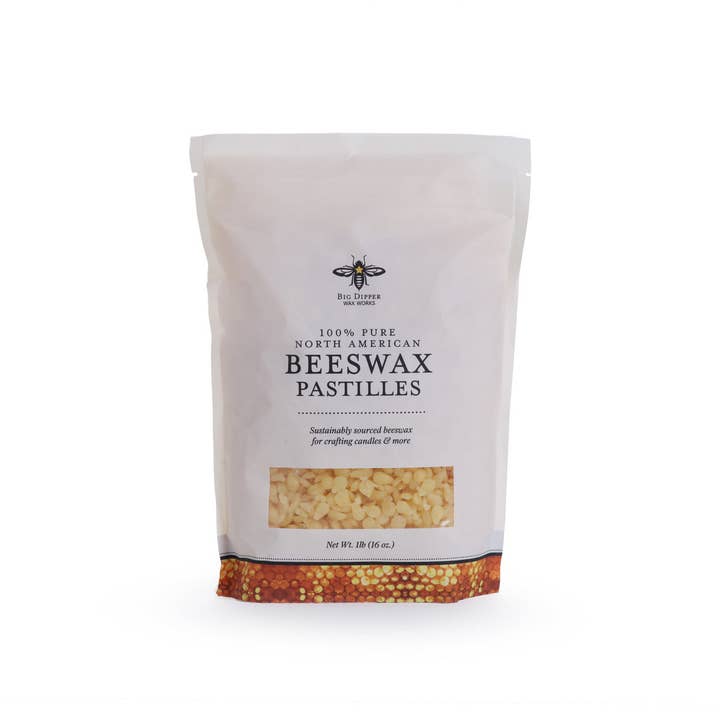 Big Dipper Wax Works Pastilles de cire d'abeille pure nord-américaine pour fabrication de bougies, Naturel, 1 livre, Approvisionnement durable pour la vente par Big Dipper Wax Works
