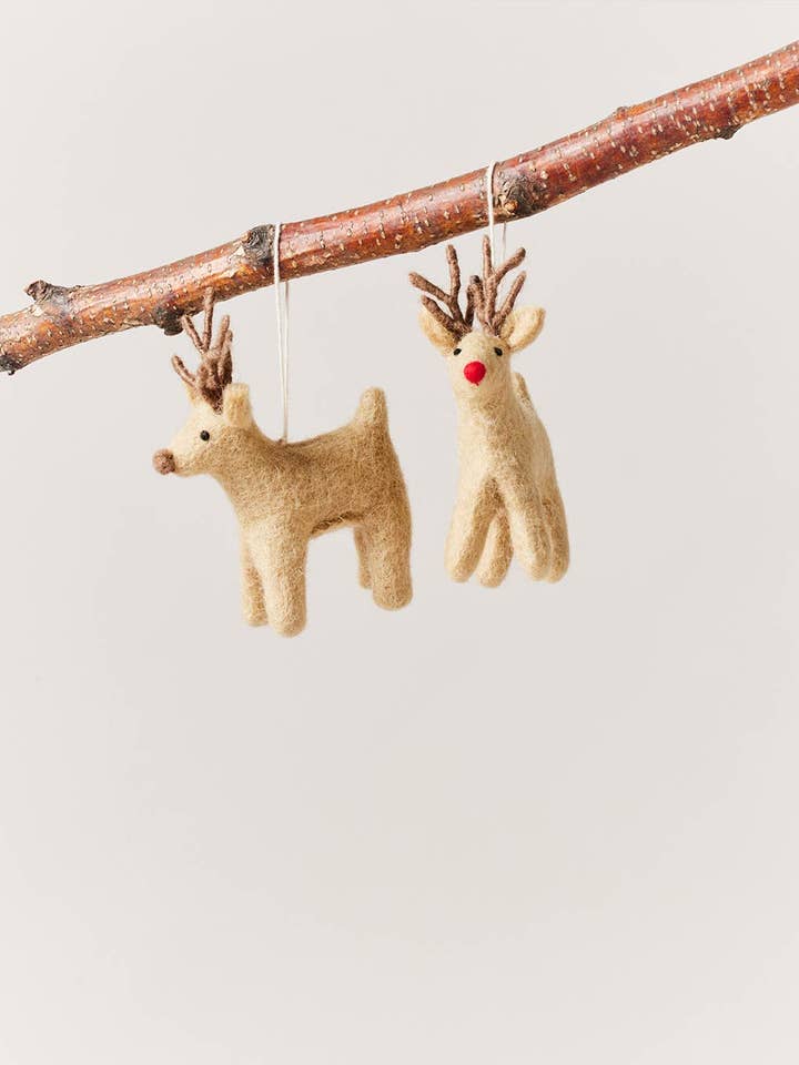 Dash Away Reindeer Ornament for wholesale by Farmhouse Pottery